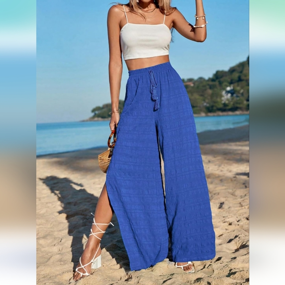 High Waist drawstring Side Split Pants